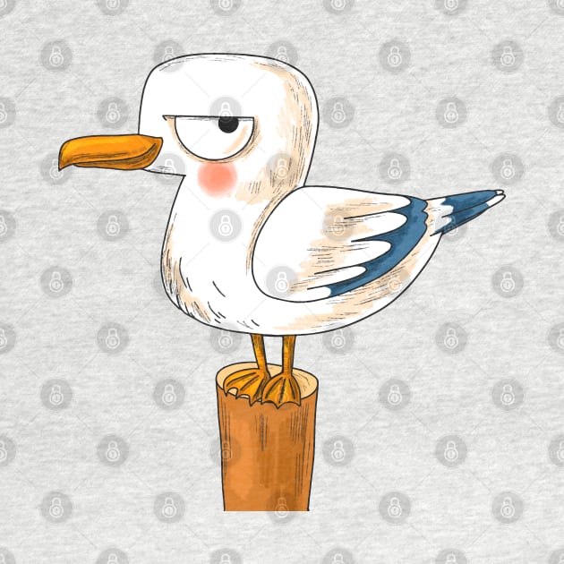 Hand Drawn Cartoon Seagull by Mako Design 